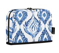 Mnsruu Shibori Waves Blue White Line Art Standing Pencil Case, Large Capacity Pen Bag for Boys Girls Multi-Layer Pen Pouch Pencil Holder Stationery Organizer for School Office Work