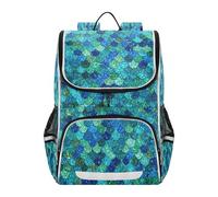 Mnsruu Shiny Mermaid Scales Pattern Kids Backpack Rucksack Bag for School Girls & Boys, Cute School Bag for Kids, Kids Bookbag for Elementary with Reflective Strip
