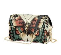 Mnsruu Shoulder Bags for Women, Butterfly Beige Background Leather Crossbody Bags Purse Handbag