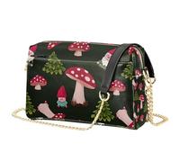 Mnsruu Shoulder Bags for Women, Gnomes Mushroom Tree Leather Crossbody Bags Purse Handbag