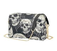 Mnsruu Shoulder Bags for Women, Human Skulls Spider Web Leather Crossbody Bags Purse Handbag