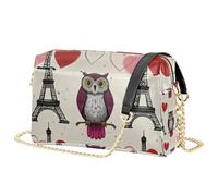 Mnsruu Shoulder Bags for Women, Paris Tower Owl Pattern Leather Crossbody Bags Purse Handbag