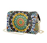Mnsruu Shoulder Bags for Women, Round Colorful Flower Shape Leather Crossbody Bags Purse Handbag