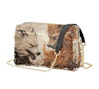 Mnsruu Shoulder Bags for Women, Wolf in The Waves Portrait Leather Crossbody Bags Purse Handbag