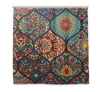 Mnsruu Shower Curtains With Hooks Colorful Moroccan Style Pattern Printed Bathroom Decor Polyester Fabric Mildew Resistant Waterproof 183 x 183 cm