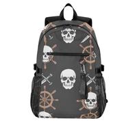 Mnsruu Skeleton Pirate Knifes School Backpacks for Teenagers, College Backpack for Boys Girls,Casual Fashion High School Backpack, 18.3" Laptop Backpack