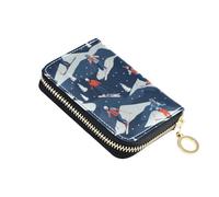Mnsruu Skiing on Winter Sport Seamless Small Compact Card Case with 11 Slots for Credit Cards, Cash & Coins, RFID Blocking Wallet for Travel & Everyday Use