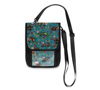 Mnsruu Skull Black Cats in Mexican Style Travel Wallet Passport Holder Credit Card Gadget Holder Pouch Bag Unisex Crossbody Wallet Travel Neck Wallet with Adjustable Strap