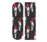Mnsruu Skull with Santa Claus Hat Pattern Skateboard Grip Tape, Longboards Griptape Anti Slip Scooter Griptape Sand Paper Sheet Sticker 9" x 33"
