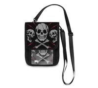 Mnsruu Skulls and Bone Cross Travel Wallet Passport Holder Credit Card Gadget Holder Pouch Bag Unisex Crossbody Wallet Travel Neck Wallet with Adjustable Strap