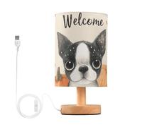 Mnsruu Small Table Lamp for Bedroom Cartoon Boston Terrier Pumpkin Table Lamp Nightstand Lamp for Livingroom Office Reading Working Table Desk