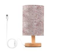 Mnsruu Small Table Lamp for Bedroom Pink Leopard Print Golden Cheetah Table Lamp Nightstand Lamp for Livingroom Office Reading Working Table Desk