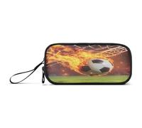 Mnsruu Soccer Flying with Fire Large Storage Pencil Pen Case Bag with Zipper Big Capacity Pouch Organizer for Office College School Travel Holder Box
