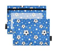 Mnsruu Soccers Stars Blue Pencil Pouch for 3-Ring Binder Clear Pencil Case
