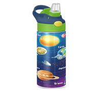 Mnsruu Solar System Planets Kids Water Bottle with Straw Insulated Stainless Steel Drink Bottle for Boys Girls School 350ml Leakproof Vacuum Hot Cold Water Flask