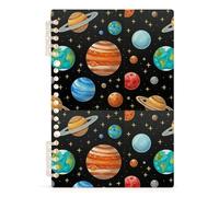 Mnsruu Solar System Planets Space Spiral Notebook Journals 1 Pack, Hardcover Lined Journal for Women, A5 College Ruled Notebooks for Journaling Writing Work Office School 5.7x8.3 Inch