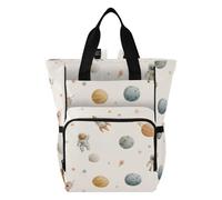 Mnsruu Space Astronaut Rocket Pattern Baby Diaper Bag Backpack Large Bag Waterproof Travel Diaper Bags for Moms and Dads