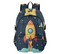 Mnsruu Space Galaxy Star Rocket School Backpack with Laptop Compartment, Big School Bag for Teenager Girls Boys, 17.5 Travel Rucksack Backpack for School Casual Daypacks College Work
