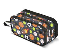 Mnsruu Sports Ball Flame Lightning Pencil Case Large Capacity Pen Pouch Pencil Bag with 3 Compartments Pen Holder Organizer Stationery Bag