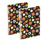Mnsruu Sports Ball Flame Lightning Spiral Notebook Journals 2 Pack, Hardcover Lined Journal for Women, A5 College Ruled Notebooks for Journaling Writing Work Office School 5.7x8.3 Inch