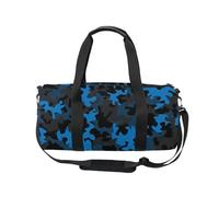 Mnsruu Sports Gym Bag with Shoulder Strap for Women Men Blue Camouflage Duffle Bag Travel Training Workout Bag with Shoe Compartment for Overnight,Weekend