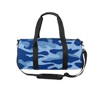 Mnsruu Sports Gym Bag with Shoulder Strap for Women Men Blue Camouflage Print Duffle Bag Travel Training Workout Bag with Shoe Compartment for Overnight,Weekend