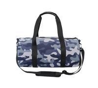 Mnsruu Sports Gym Bag with Shoulder Strap for Women Men Blue Gray Camouflage Pattern Duffle Bag Travel Training Workout Bag with Shoe Compartment for Overnight,Weekend