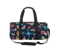 Mnsruu Sports Gym Bag with Shoulder Strap for Women Men Colorful Wild Animals Flowers Duffle Bag Travel Training Workout Bag with Shoe Compartment for Overnight,Weekend