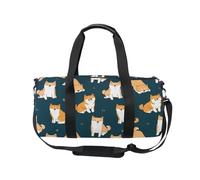 Mnsruu Sports Gym Bag with Shoulder Strap for Women Men Cute Shiba Inu Puppy Dark Green Duffle Bag Travel Training Workout Bag with Shoe Compartment for Overnight,Weekend