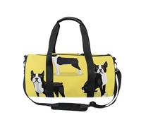 Mnsruu Sports Gym Bag with Shoulder Strap for Women Men Dog Boston Terrier Cartoon Duffle Bag Travel Training Workout Bag with Shoe Compartment for Overnight,Weekend