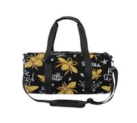 Mnsruu Sports Gym Bag with Shoulder Strap for Women Men Golden Bee Queen Crown Pattern Duffle Bag Travel Training Workout Bag with Shoe Compartment for Overnight,Weekend