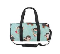 Mnsruu Sports Gym Bag with Shoulder Strap for Women Men Hand Drawn Penguin Duffle Bag Travel Training Workout Bag with Shoe Compartment for Overnight,Weekend