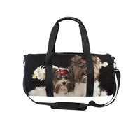 Mnsruu Sports Gym Bag with Shoulder Strap for Women Men Puppies Beaver Yorkshire Terrier Dog Duffle Bag Travel Training Workout Bag with Shoe Compartment for Overnight,Weekend