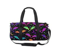 Mnsruu Sports Gym Bag with Shoulder Strap for Women Men Purple Bright Bat Gothic Duffle Bag Travel Training Workout Bag with Shoe Compartment for Overnight,Weekend