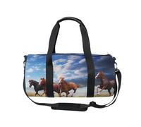 Mnsruu Sports Gym Bag with Shoulder Strap for Women Men Small Herd of Horses Swiftly Duffle Bag Travel Training Workout Bag with Shoe Compartment for Overnight,Weekend