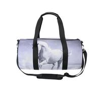 Mnsruu Sports Gym Bag with Shoulder Strap for Women Men White Horse Take Shower Duffle Bag Travel Training Workout Bag with Shoe Compartment for Overnight,Weekend