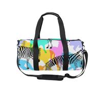 Mnsruu Sports Gym Bag with Shoulder Strap for Women Men Zebra with Colorful Silhouette Wildlife Animals Duffle Bag Travel Training Workout Bag with Shoe Compartment for Overnight,Weekend