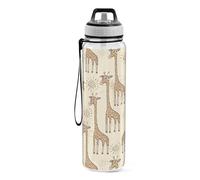Mnsruu Sports Water Bottle Cute Giraffe Tritan Drinking Bottle with Straw Large 1000ml BPA-Free Clear Leakproof for Kids Boys Girls Women Men Gym School