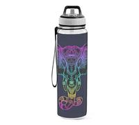 Mnsruu Sports Water Bottle Tribal Style Elephant Tritan Drinking Bottle with Straw Large 1000ml BPA-Free Clear Leakproof for Kids Boys Girls Women Men Gym School