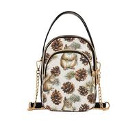 Mnsruu Squirrel Pine Cone Cute Watercolor Crossbody Bag Small Shoulder Handbags Leather Purse for Women