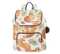 Mnsruu Squirrel Pine Nut White Backpack for Women Travel Anti Theft Rucksack Large Casual Daypacks Quilted Laptop Purse Ladies Fashion Handbag