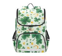 Mnsruu St Patrick's Clover Horseshoe Kids Backpack Rucksack Bag for School Girls & Boys, Cute School Bag for Kids, Kids Bookbag for Elementary with Reflective Strip