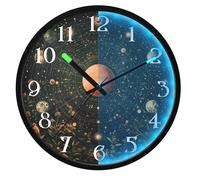 Mnsruu Star Planet Moon Moth Wall Clock Luminous Bedroom Clocks Battery Operated Silent Glow in the Dark Clock for Living Room Kitchen 12 Inch