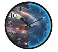 Mnsruu Star Space Galaxy Wall Clock Luminous Bedroom Clocks Battery Operated Silent Glow in the Dark Clock for Living Room Kitchen 12 Inch