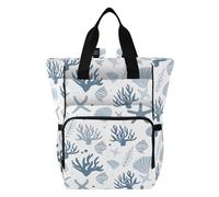 Mnsruu Starfish Seagrass Snails Pattern Baby Diaper Bag Backpack Large Bag Waterproof Travel Diaper Bags for Moms and Dads