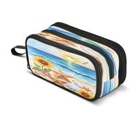 Mnsruu Starfish Sunflower Seagull Pencil Case Big Capacity Pen Bag Pouch Holder 3 Compartments Large Pencil Box for Boys Girls School Storage Organizer