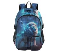Mnsruu Stars Galaxy Lion School Backpack with Laptop Compartment, Big School Bag for Teenager Girls Boys, 17.5 Travel Rucksack Backpack for School Casual Daypacks College Work