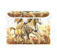 Mnsruu Storage Bin with Lid Galloping Brown Horses Foldable Storage Box Washable Fabric Storage Cubes Bin Organizer Basket Closet for Home Bedroom Closet Nursery Office