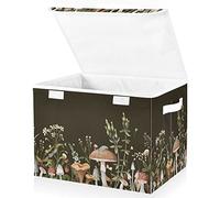 Mnsruu Storage Boxes with Lids, Autumn Border Mushrooms Berries Bug Large Storage Basket Organizer Shelves Cube Bin Toy Clothes Underbed