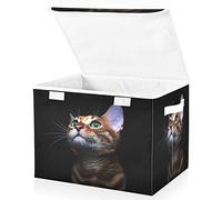 Mnsruu Storage Boxes with Lids, Beautiful Bengal Cat Large Storage Basket Organizer Shelves Cube Bin Toy Clothes Underbed